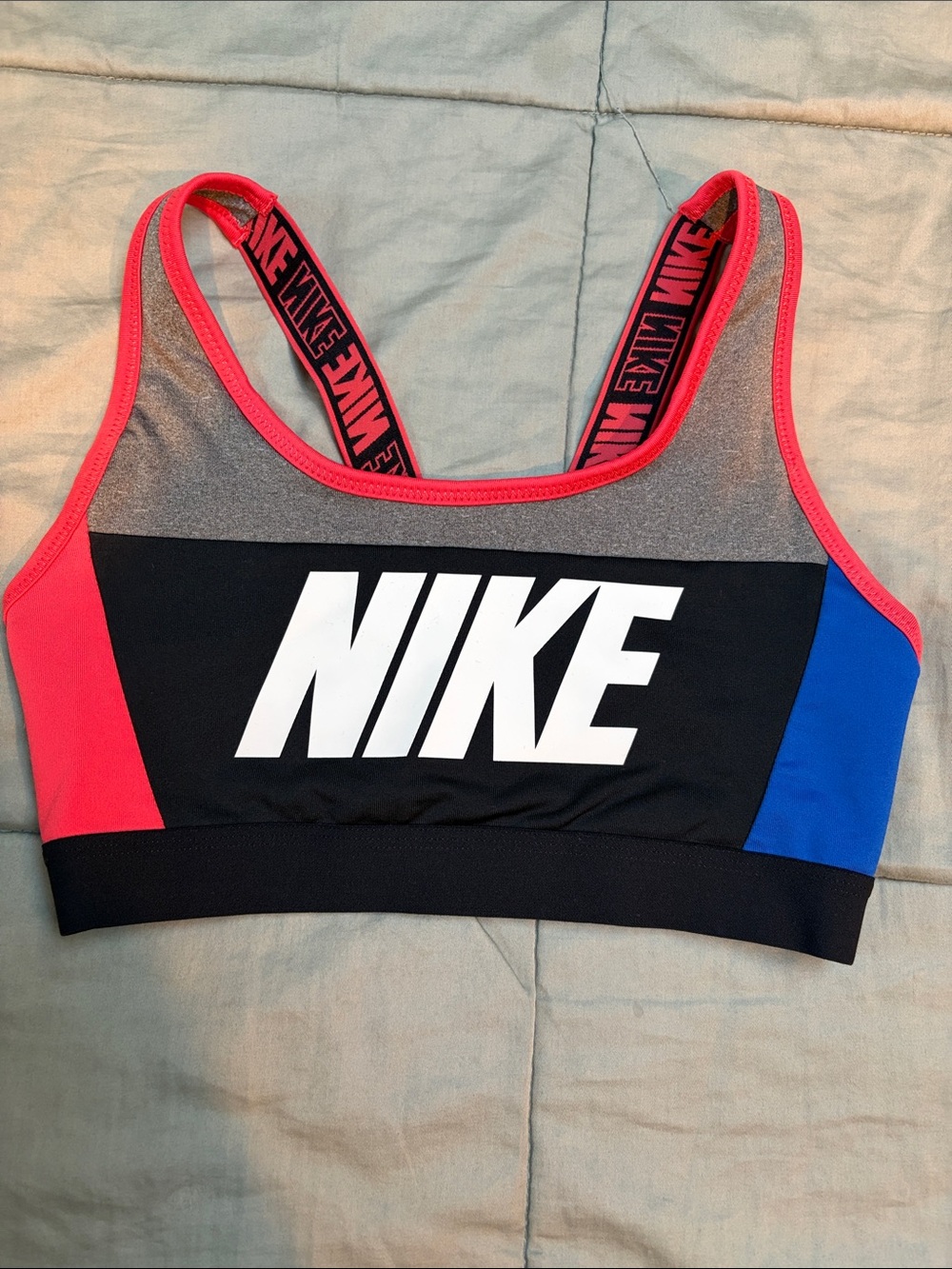 Nike Women's Colorblock Sports Bra - Black, Gray, Hot Pink, Blue